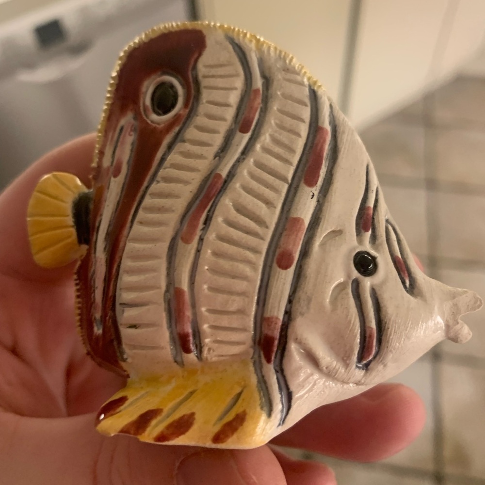 Beautiful Vintage Decorative Ceramic Fish Figurine Multicolor